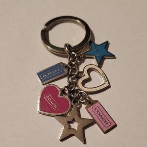 Coach Silver and Pink Charm Keychain